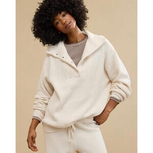 Aerie Beige Cozy Up Oversized Waffle Knit Button Sweater- Size XXL